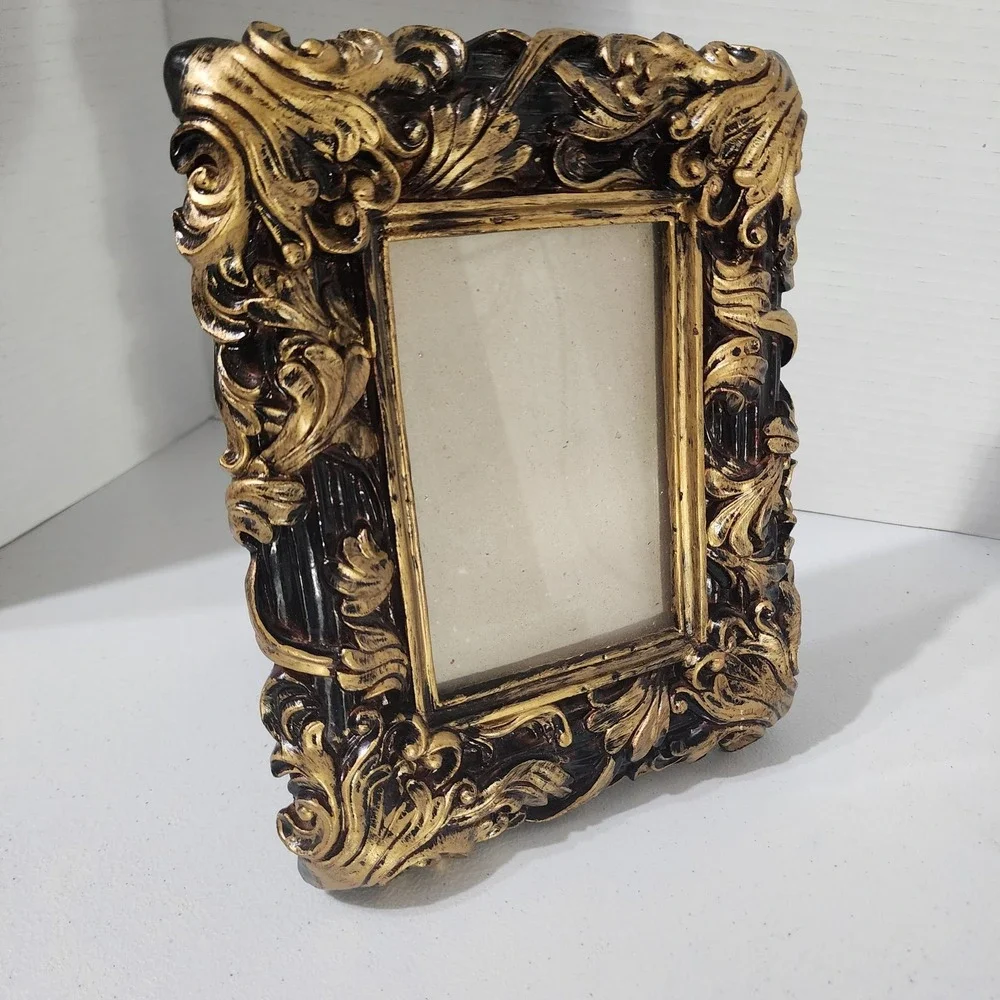 Vintage Baroque Ornate Gold Picture Frame 4x6 Victorian Scroll Tabletop Decor